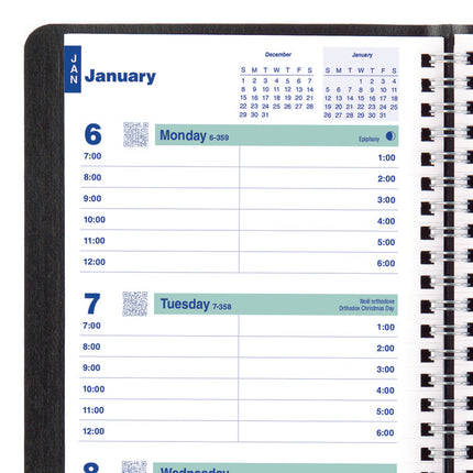Plan and Link Weekly Planner, 8" x 5", Black Cover, 12-Month (Jan to Dec): 2025