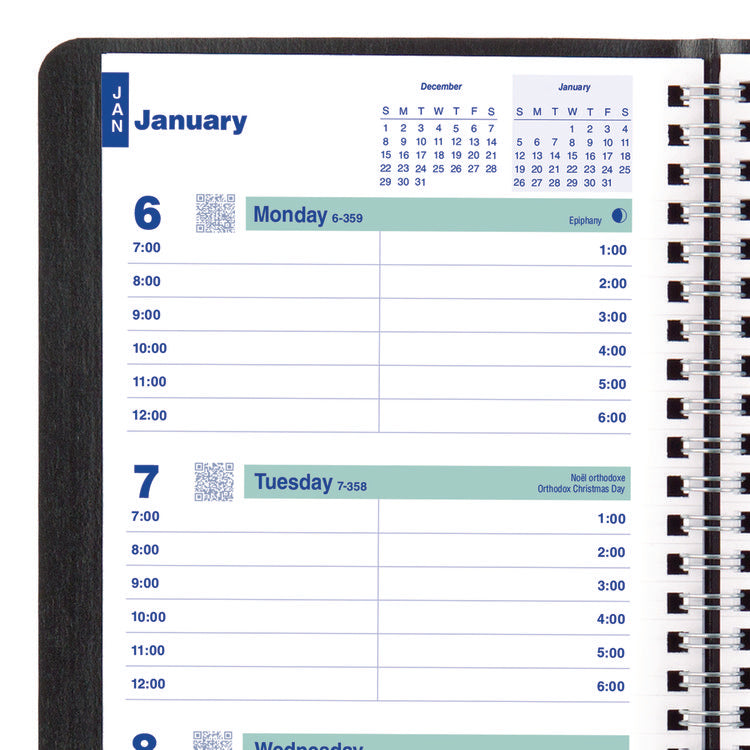Plan and Link Weekly Planner, 8" x 5", Black Cover, 12-Month (Jan to Dec): 2025