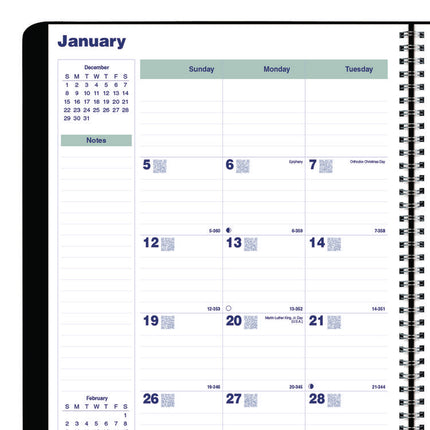 Plan and Link Monthly Planner, 11" x 9.06", Black Cover, 16-Months: Sept 2024 to Dec 2025