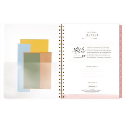 Leah Bisch Academic Year Weekly/Monthly Planner, Floral Artwork, 11" x 9.25", Multicolor Cover, 12-Month: July 2024-June 2025