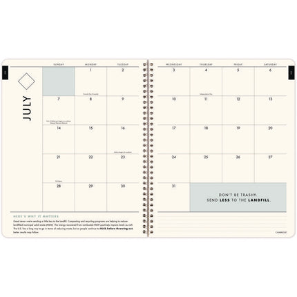 GreenPath Academic Year Weekly/Monthly Planner, Floral Artwork, 11" x 9.38", Multicolor Cover, 12-Month: July 2024-June 2025