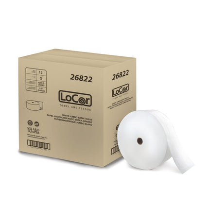 Jumbo Bath Tissue, 2-Ply, White, 3.3 x 1,200 ft, 12/Carton