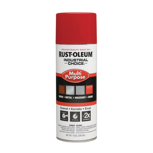Industrial Choice 1600 System Multi-Purpose Enamel Spray Paint, Flat Safety Red, 12 oz Aerosol Can, 6/Carton