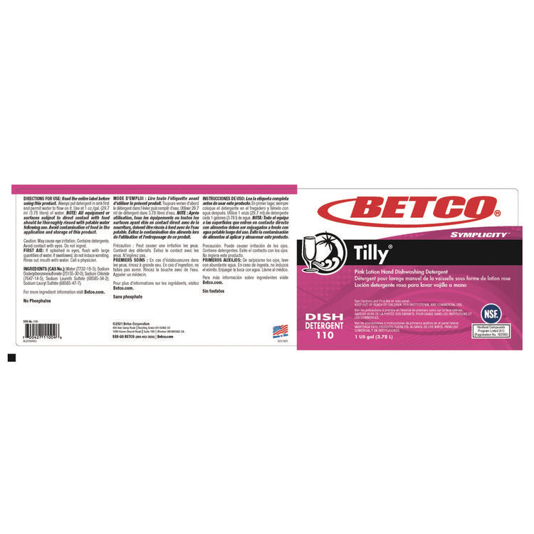 Symplicity Tilly Hand Dishwashing Detergent, Fresh Bouquet Scent, 1 gal Bottle, 4/Carton