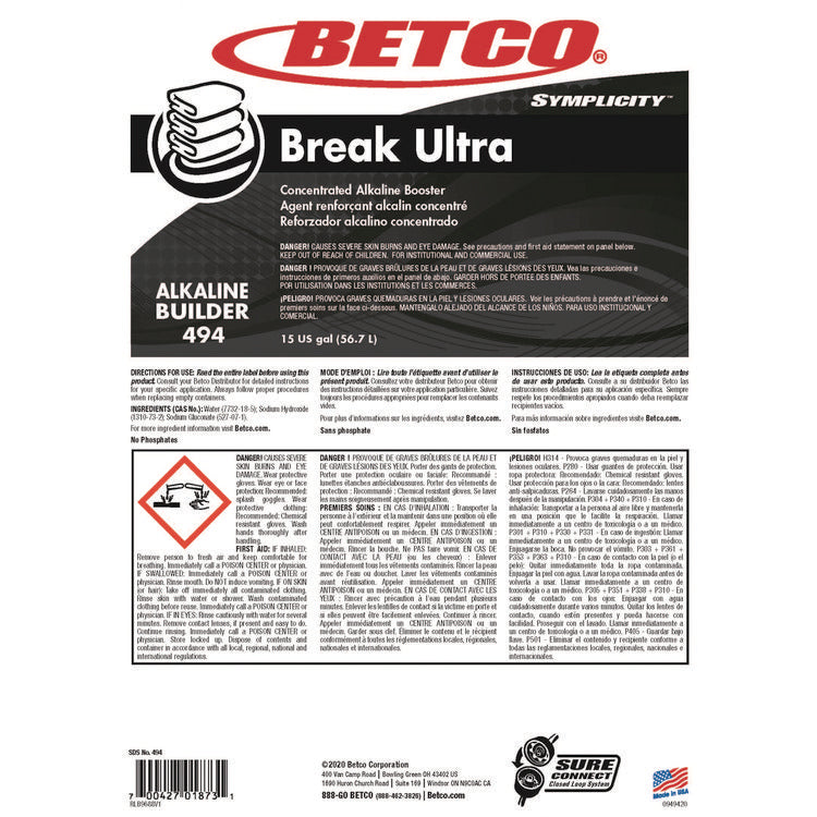 Symplicity Break Ultra Alkaline Booster, 15 gal Drum