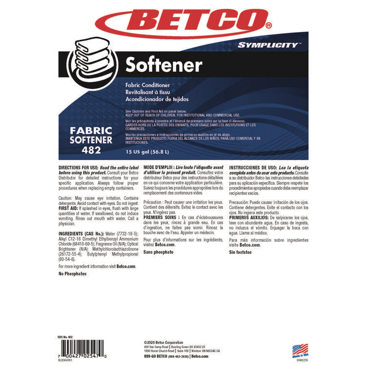 Symplicity Fabric Softener, Springtime Fresh, 15 gal