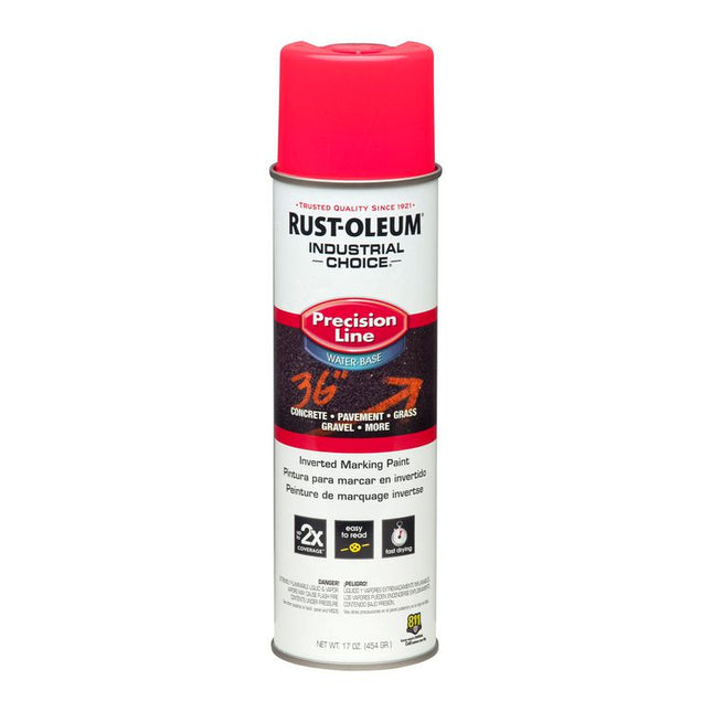 Industrial Choice M1800 System Water-Based Precision Line Marking Paint, Flat Fluorescent Pink, 17 oz Aerosol Can, 12/Carton