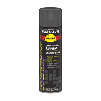 Hard Hat High Performance V2100 System Rust Preventive Enamel Spray Paint, Gloss Dark Machine Gray, 15 oz Aerosol Can, 6/CT