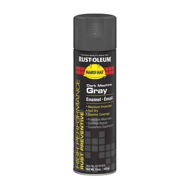 Hard Hat High Performance V2100 System Rust Preventive Enamel Spray Paint, Gloss Dark Machine Gray, 15 oz Aerosol Can, 6/CT