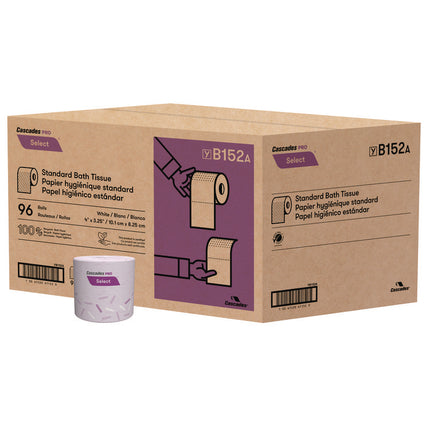 Select Standard Bath Tissue, 1-Ply, White, 1,000 Sheets/Roll, 96 Rolls/Carton
