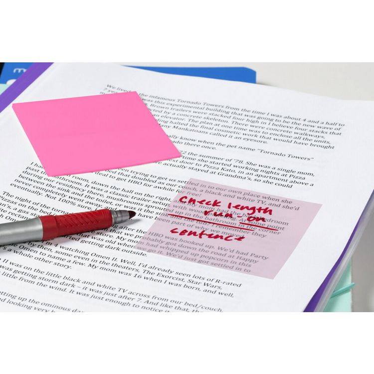 Transparent Notes, Unruled, 2.88" x 2.88", Assorted Transparent Colors, 36 Sheets/Pad, 3 Pads/Pack