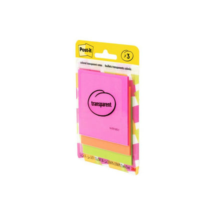 Transparent Notes, Unruled, 2.88" x 2.88", Assorted Transparent Colors, 36 Sheets/Pad, 3 Pads/Pack