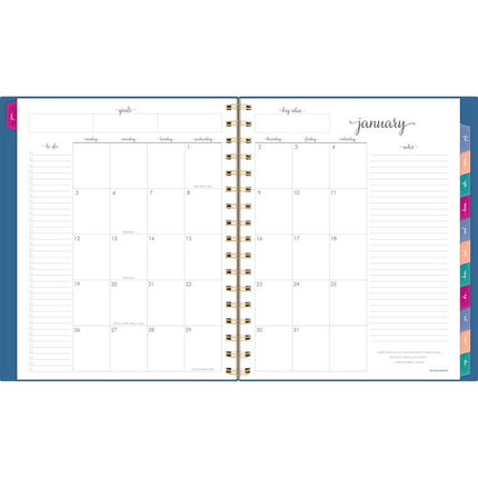 Harmony Weekly/Monthly Poly Planner, 8.88 x 7.69, Blue/Gold Cover, 13-Month (Jan to Jan): 2025 to 2026