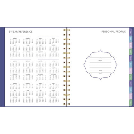 Badge Geo Weekly/Monthly Planner, 8.88 x 7.69, Purple/Gold Cover, 13-Month (Jan to Jan): 2025 to 2026