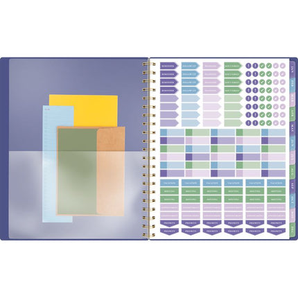 Badge Geo Weekly/Monthly Planner, 11 x 9.25, Purple/Gold Cover, 13-Month (Jan to Jan): 2025 to 2026