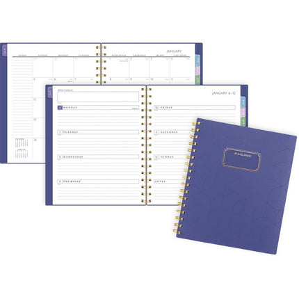 Badge Geo Weekly/Monthly Planner, 8.88 x 7.69, Purple/Gold Cover, 13-Month (Jan to Jan): 2025 to 2026