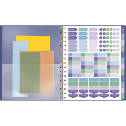 Badge Geo Weekly/Monthly Planner, 8.88 x 7.69, Purple/Gold Cover, 13-Month (Jan to Jan): 2025 to 2026