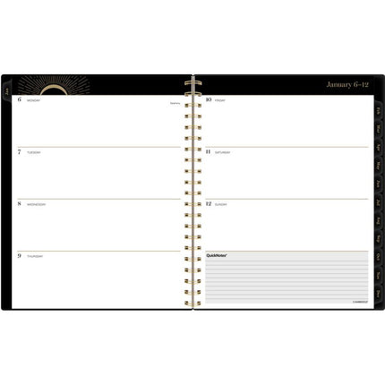 Radiate Weekly/Monthly Planner, Stylized Solar-Eclipse Artwork, 11 x 9.25, Black/Gold Cover, 12-Month (Jan to Dec): 2025