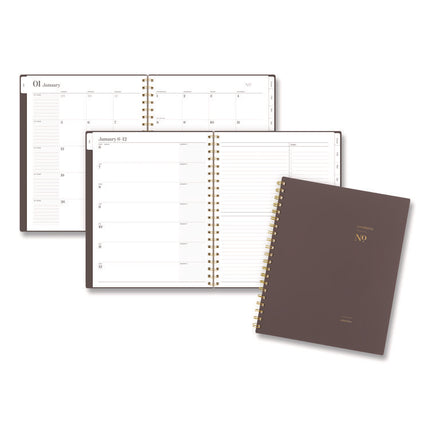 Workstyle Weekly/Monthly Planner, 11 x 9.38, Brown/Gold Cover, 12-Month (Jan to Dec): 2025