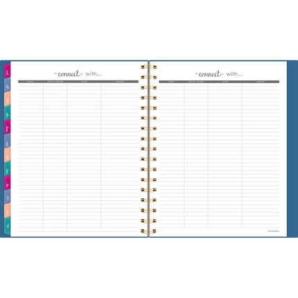 Harmony Weekly/Monthly Poly Planner, 8.88 x 7.69, Blue/Gold Cover, 13-Month (Jan to Jan): 2025 to 2026