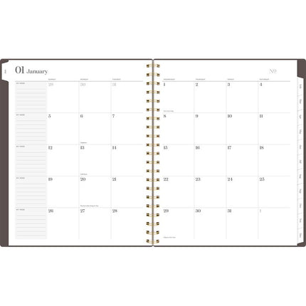 Workstyle Monthly Poly Planner, Geometric Artwork, 11 x 8.5, Java Brown/Gold Cover, 12-Month (Jan to Dec): 2025