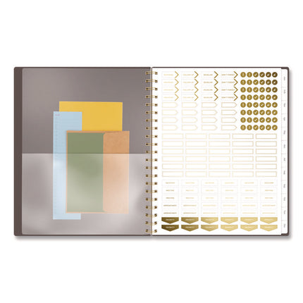 Workstyle Weekly/Monthly Planner, 11 x 9.38, Brown/Gold Cover, 12-Month (Jan to Dec): 2025