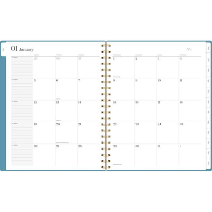 Workstyle Weekly/Monthly Planner, Geometric Artwork, 11 x 9.38, Blue/Gold Cover, 12-Month (Jan to Dec): 2025