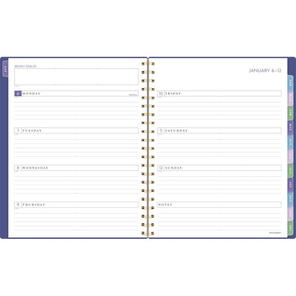 Badge Geo Weekly/Monthly Planner, 11 x 9.25, Purple/Gold Cover, 13-Month (Jan to Jan): 2025 to 2026