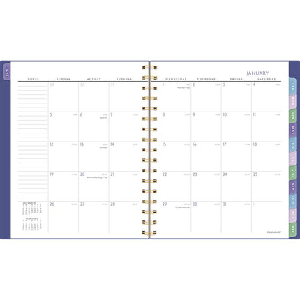 Badge Geo Weekly/Monthly Planner, 8.88 x 7.69, Purple/Gold Cover, 13-Month (Jan to Jan): 2025 to 2026