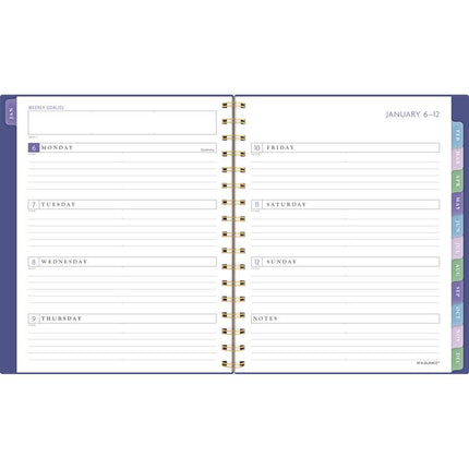 Badge Geo Weekly/Monthly Planner, 8.88 x 7.69, Purple/Gold Cover, 13-Month (Jan to Jan): 2025 to 2026