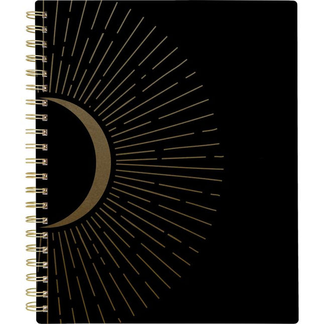 Radiate Weekly/Monthly Planner, Stylized Solar-Eclipse Artwork, 11 x 9.25, Black/Gold Cover, 12-Month (Jan to Dec): 2025