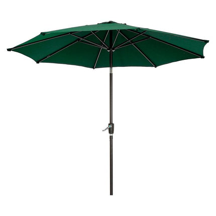 Outdoor Umbrella with Tilt Mechanism, 102" Span, 94" Long, Green Canopy, Black Handle