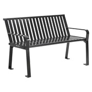 Steel Slat Benches with Back, 48" x 27" x 31", Black Seat/Back, Black Base
