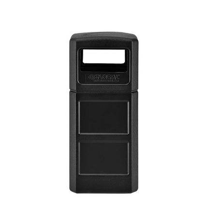 Square Plastic Waste Receptacle, Dome Lid with Open Sides, 42 gal, Black