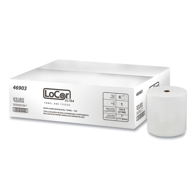 Hard Wound Roll Towel, TAD, 1-Ply, 7" x 700 ft, White, 6 Rolls/Carton