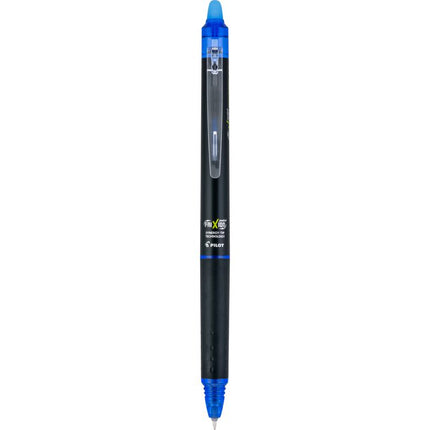 FriXion Synergy Clicker Erasable Gel Pen, Retractable, Extra-Fine 0.5 mm, Blue Ink, Black/Blue Barrel, Dozen
