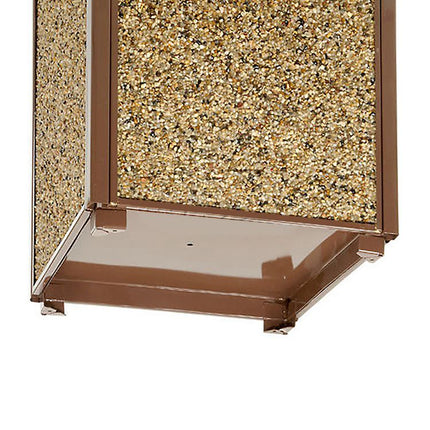 Stone Panel All Weather Trash Receptacle Urn, Open Ashtray Top, 24 gal, Steel, Brown