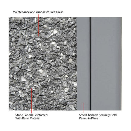 Stone Panel All Weather Trash Receptacle Urn, 24 gal, Steel, Gray