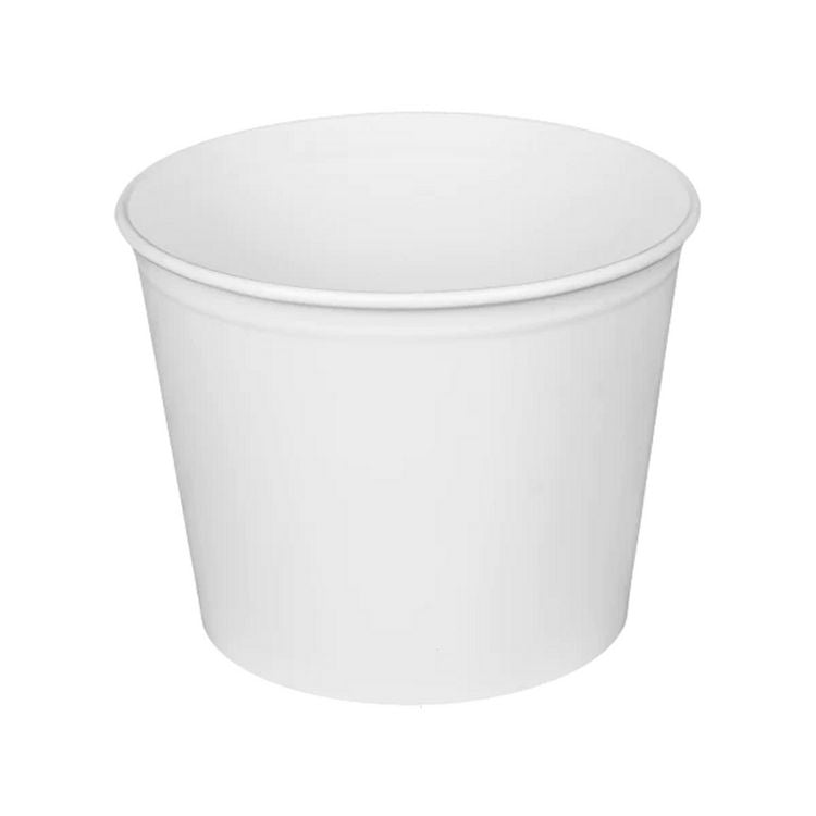 Food Bucket with Lid, 85 oz, 7.36" Diameter x 6" h, White, Paper, 180/Carton