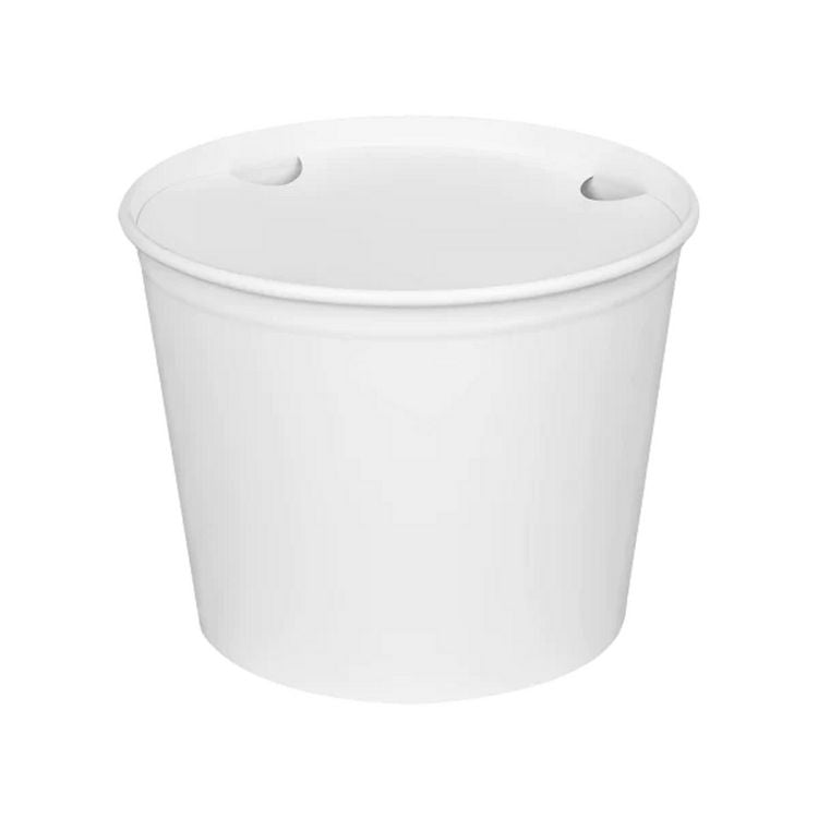 Food Bucket with Lid, 85 oz, 7.36" Diameter x 6" h, White, Paper, 180/Carton