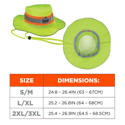 Chill-Its 8935CT Hi-Vis PVA Ranger Sun Hat, Polyester/PVA, 2X-Large/3X-Large, Lime