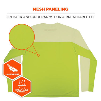 Chill-Its 6689 Cooling Long Sleeve Sun Shirt with UV Protection, Large, Lime