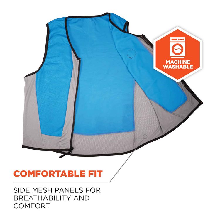 Chill-Its 6667 Wet Evaporative PVA Cooling Vest with Zipper, PVA, 4X-Large, Blue