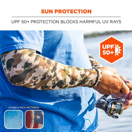 Chill-Its 6695 Sun Protection Arm Sleeves, Polyester/Spandex, Medium/Large, Camo