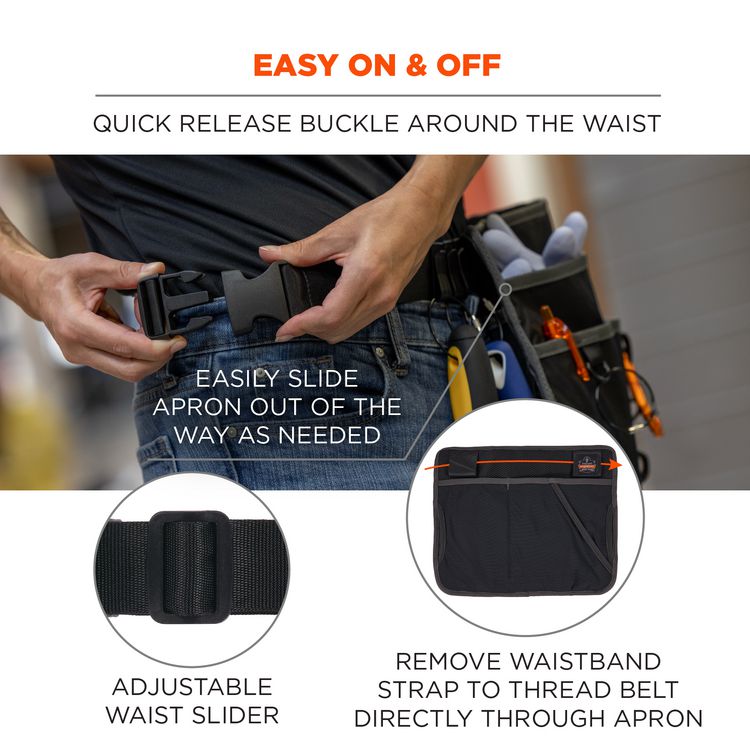 Arsenal 5715 Cleaning Apron Pouch with Pockets, 10 Compartments, 11 x 13.5, Nylon, Black