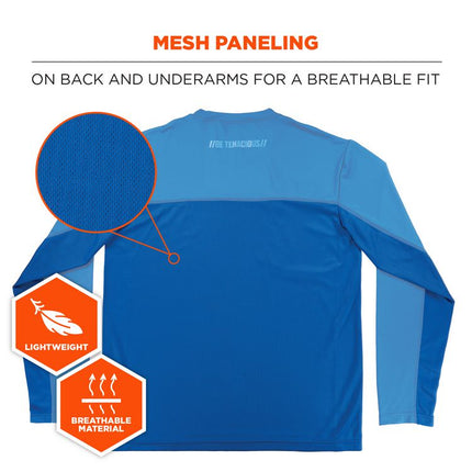 Chill-Its 6689 Cooling Long Sleeve Sun Shirt with UV Protection, Large, Blue