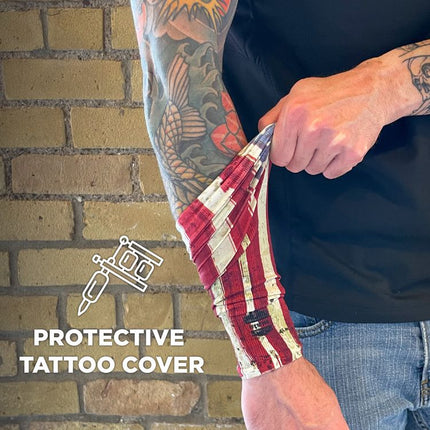 Chill-Its 6695 Sun Protection Arm Sleeves, Polyester/Spandex, X-Large/2X-Large, American Flag