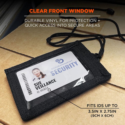 Squids 3389 Wallet ID/Badge Holder,Horizontal/Vertical, Black, 3.75 x 5 for 2.75 x 3.5 Insert, 18" Cord