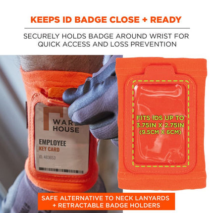 Squids 3388 Wrist ID/Badge Holder, Vertical, Orange, 3.5 x 5.5 Holder, 2.75 x 3.75 Insert