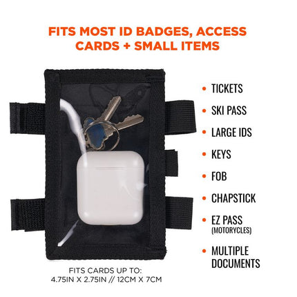 Squids 3390 Dual Band Arm ID/Badge Holder with Hook-and-Loop Closure, Vertical, Black, 3.75 x 5.75, 2.75 x 4.75 Insert